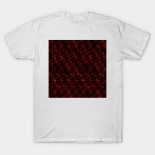 Diagonal Triangles in Black and Ruby Red Vintage Faux Foil Art Deco Vintage Foil Pattern T-Shirt